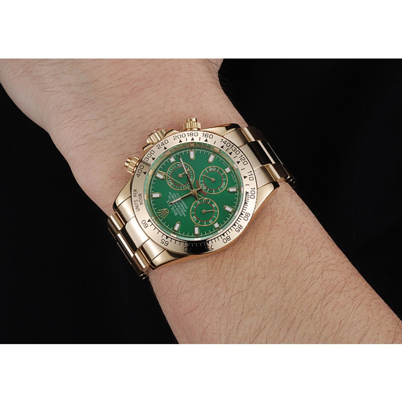 Good copy rolex watches Rolex Cosmograph Green Dial Bracelet Daytona And Case Gold 1454244 0514
